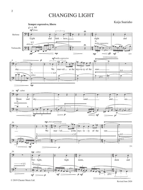 Saariaho: Changing Light (Version for Baritone & Cello)