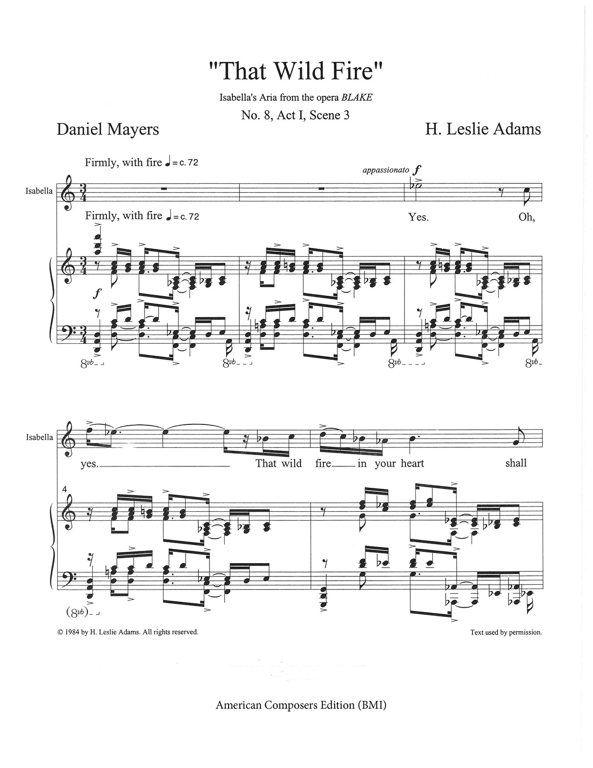 H.L. Adams: That Wild Fire (Isabella's Aria)