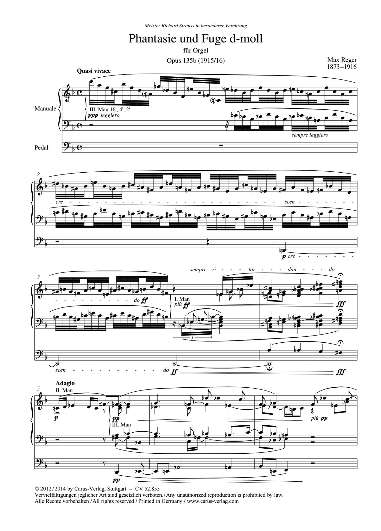 Reger: Fantasia and Fugue D Minor, Op. 135b