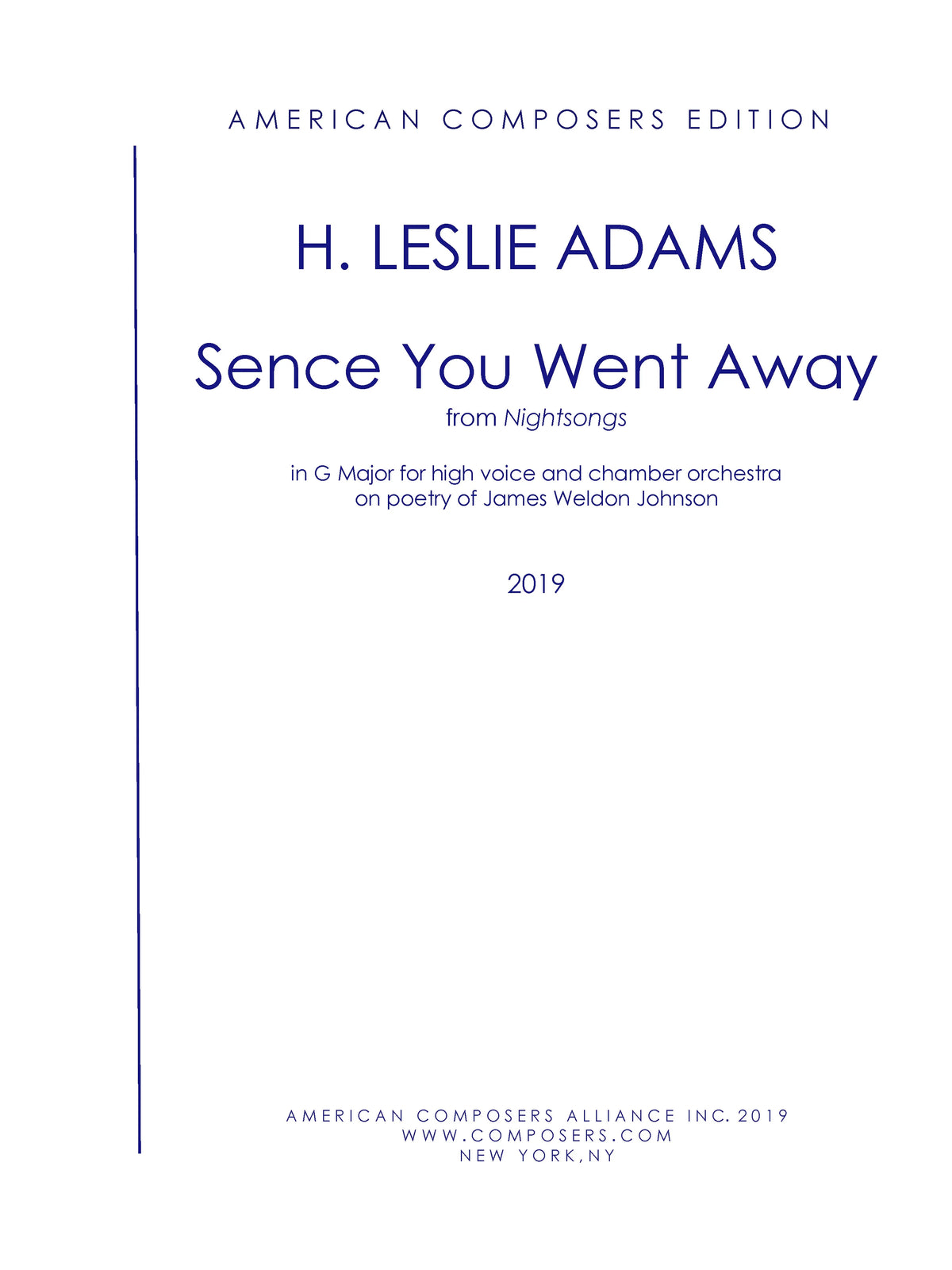 H.L. Adams: Sence You Went Away from Nightsongs