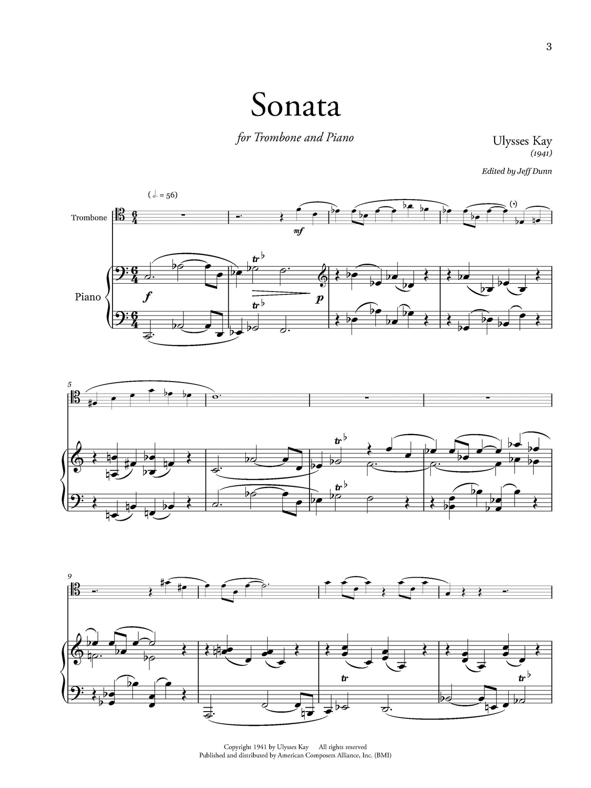 Kay: Bassoon Sonata (arr. for Trombone & Piano)