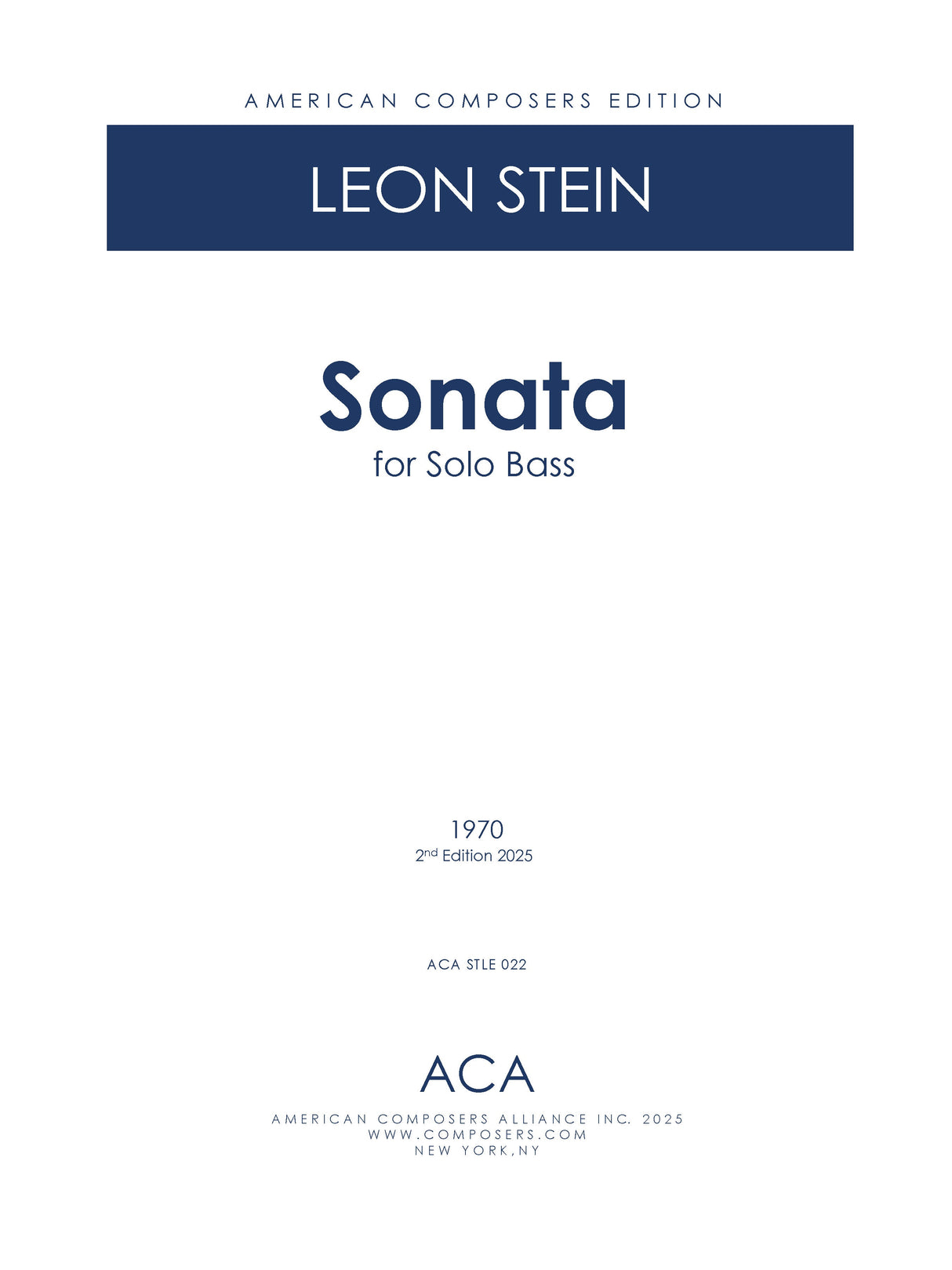 Stein: Sonata for Solo Bass