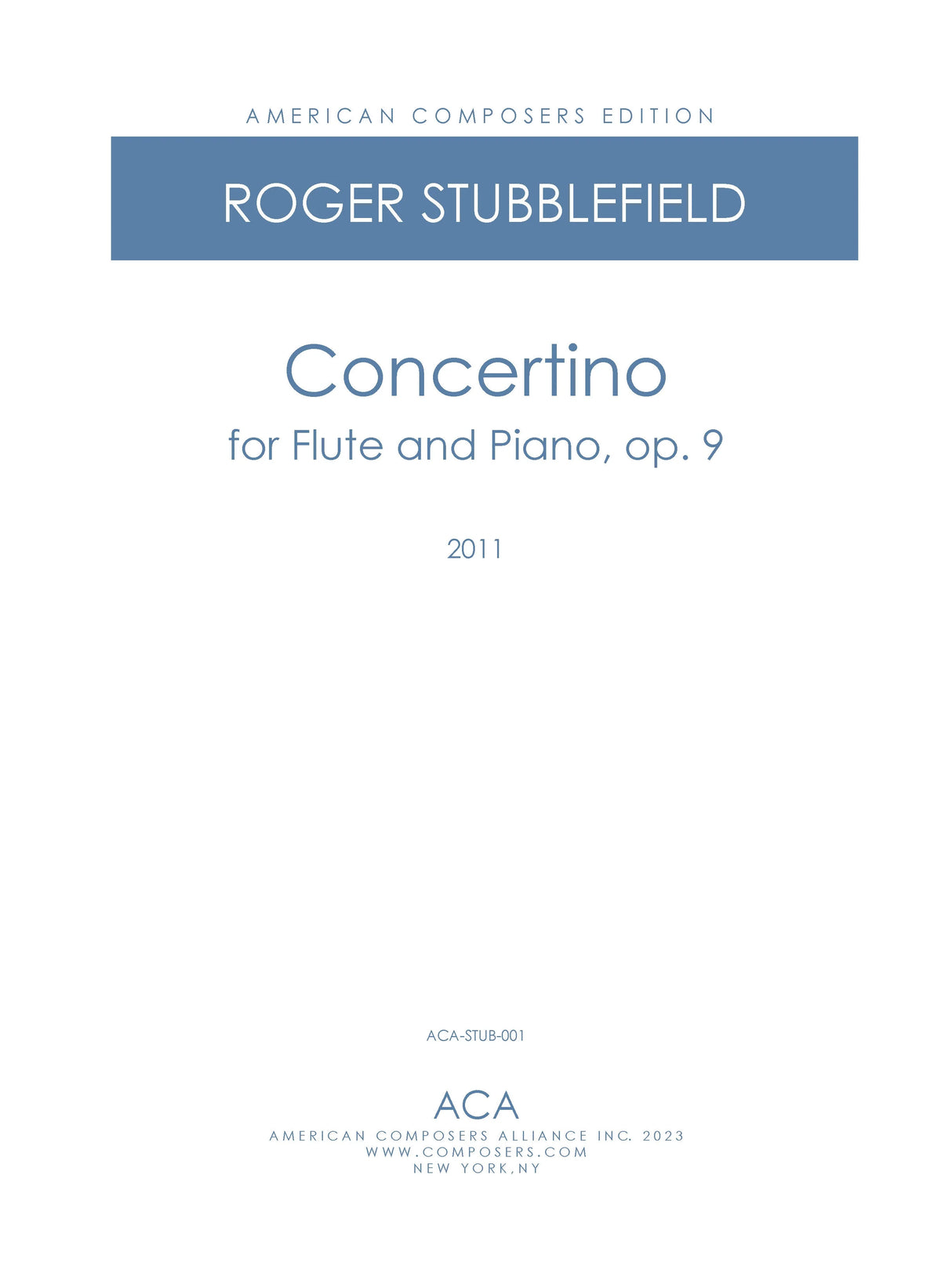 Stubblefield: Concertino for Flute and Piano, Op. 9