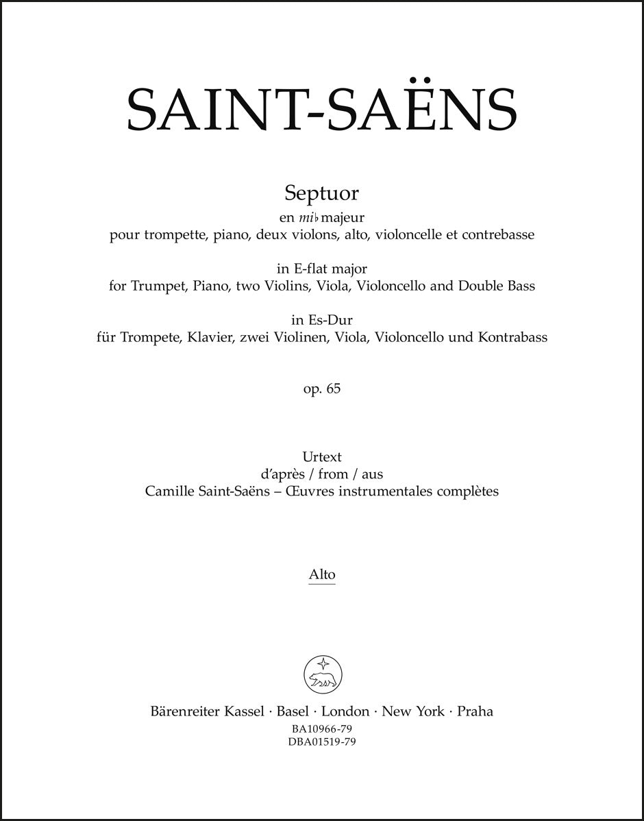 Saint-Saëns: Septuor for Trumpet, Piano, Violins, Viola, Cello and Double Bass in E-flat Major, Op. 65