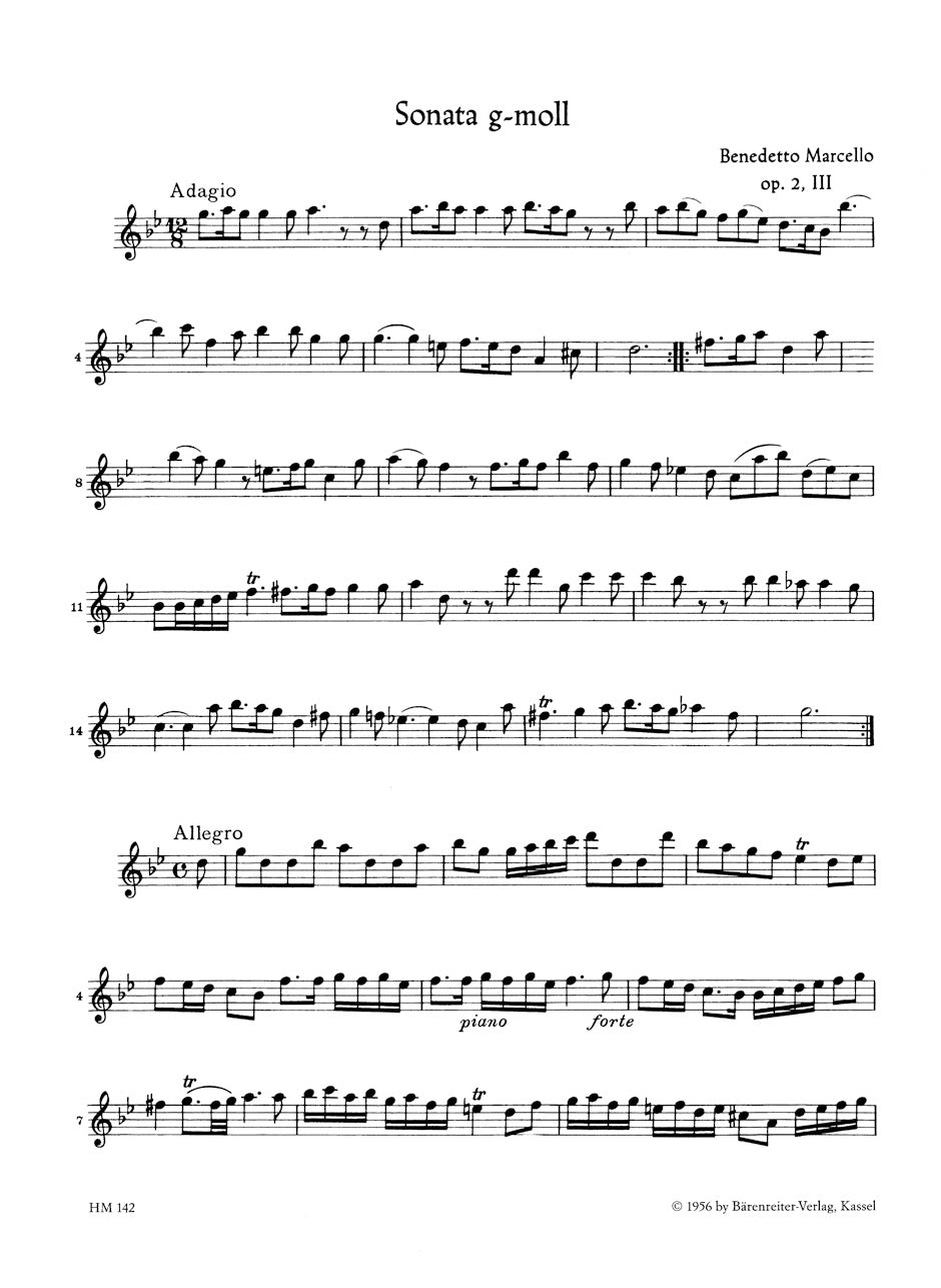 Marcello: Recorder Sonatas - Volume 2 (Op. 2, Nos. 3 & 4)