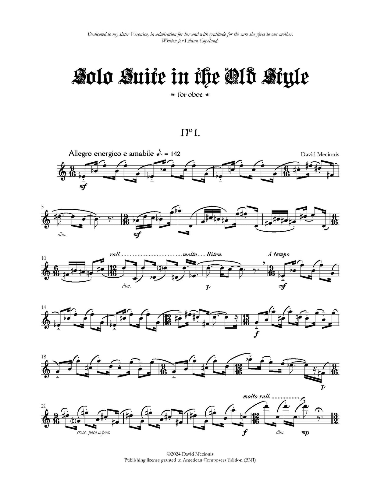 Mecionis: Solo Suite in the Old Style