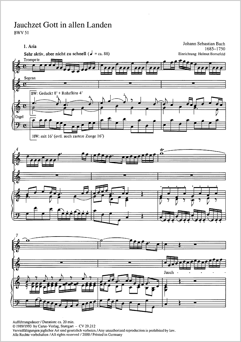 Bach: Jauchzet Gott in allen Landen, BWV 51 (arr. for solos and