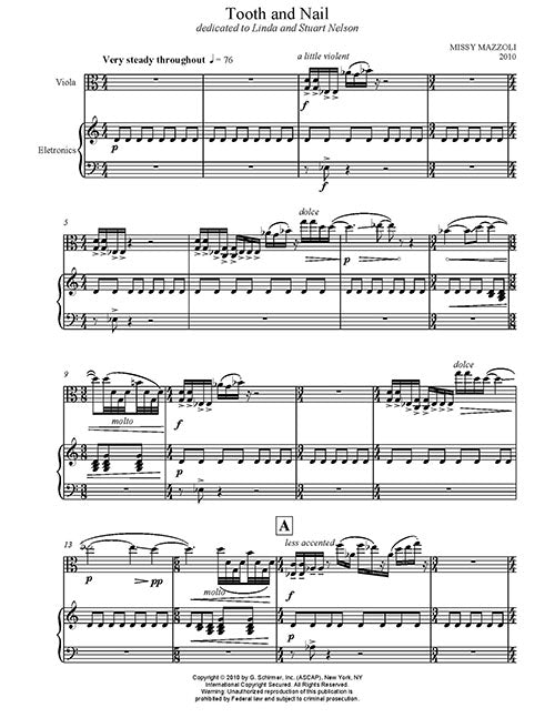 Mazzoli: Tooth and Nail (Version for Viola & Electronics)