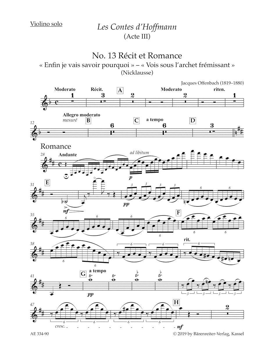 Offenbach: "Enfin je vais savoir pourquoi" and "Vois sous l'archet frémissant"