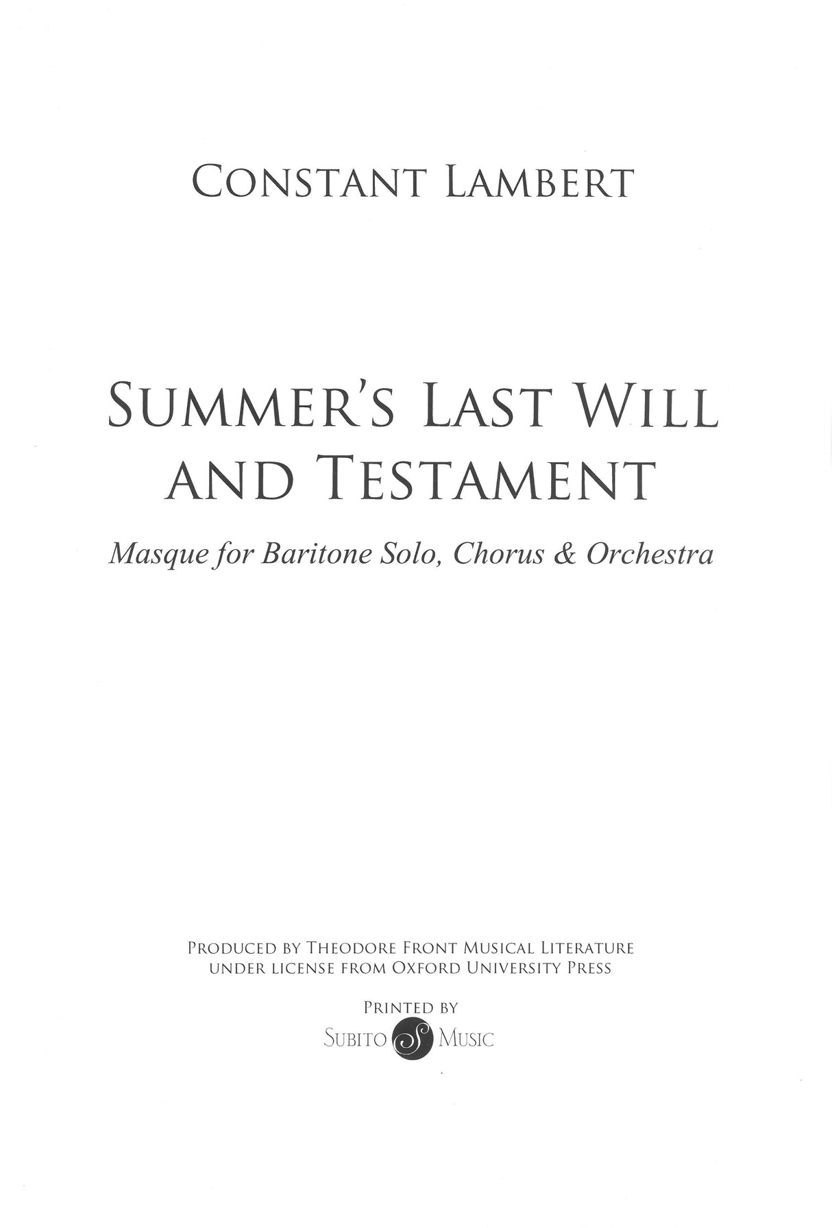 Lambert: Summer's Last Will and Testament