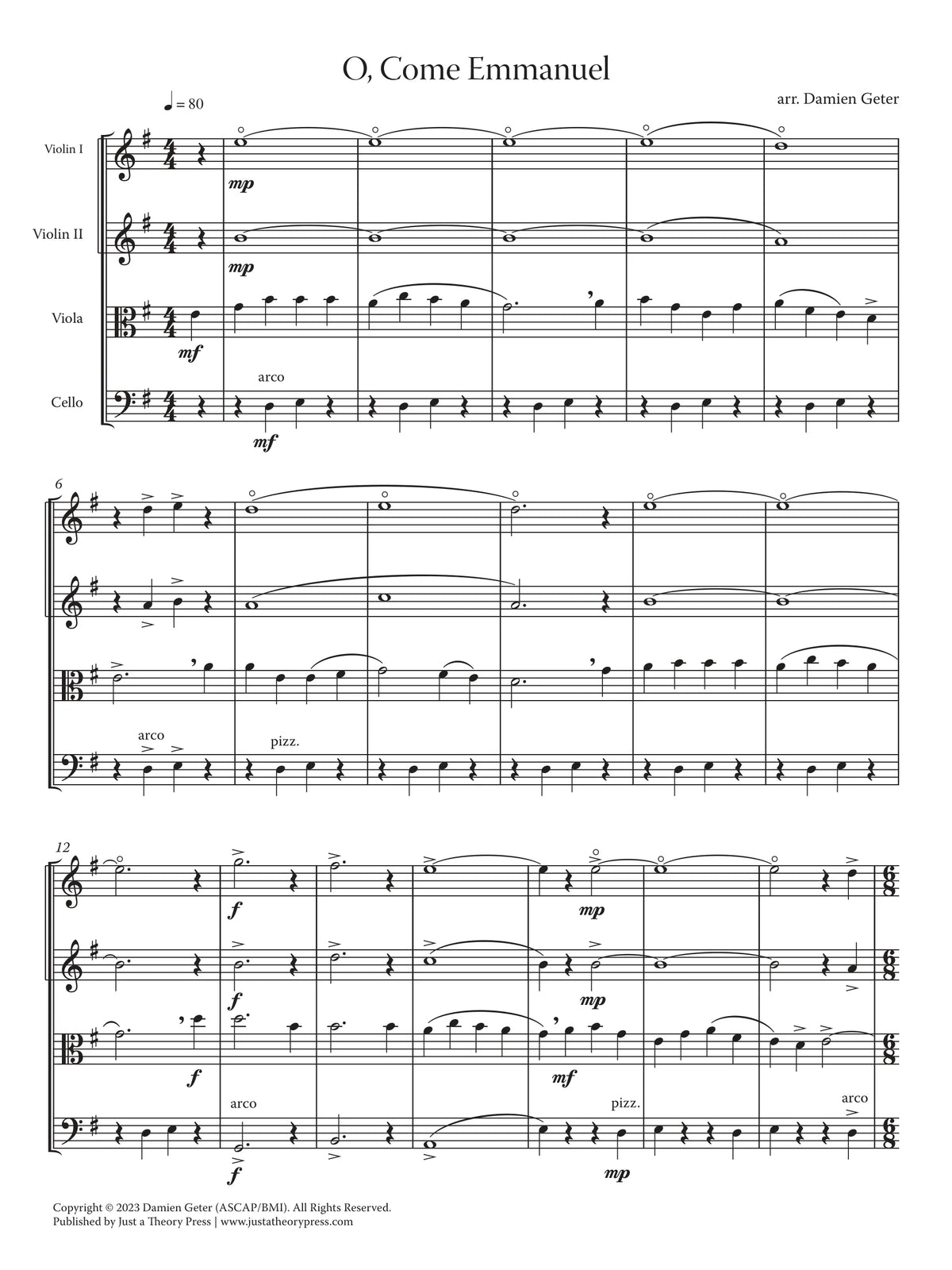 Geter: Christmas Hymns for String Quartet