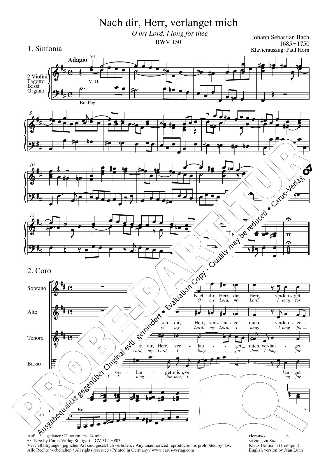 Bach: Nach dir, Herr, verlanget mich, BWV 150