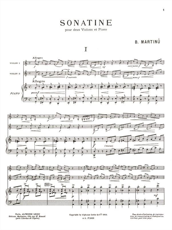 Martinů: Sonatina for 2 Violins and Piano, H. 198