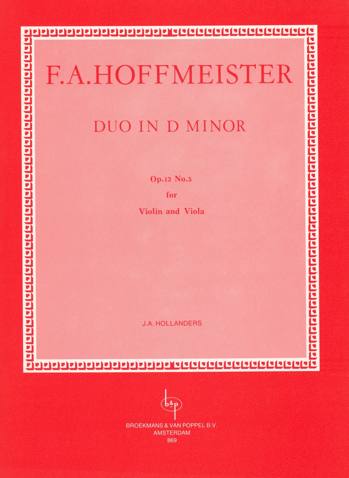 Hoffmeister: Duo in D Major, Op. 13, No. 5