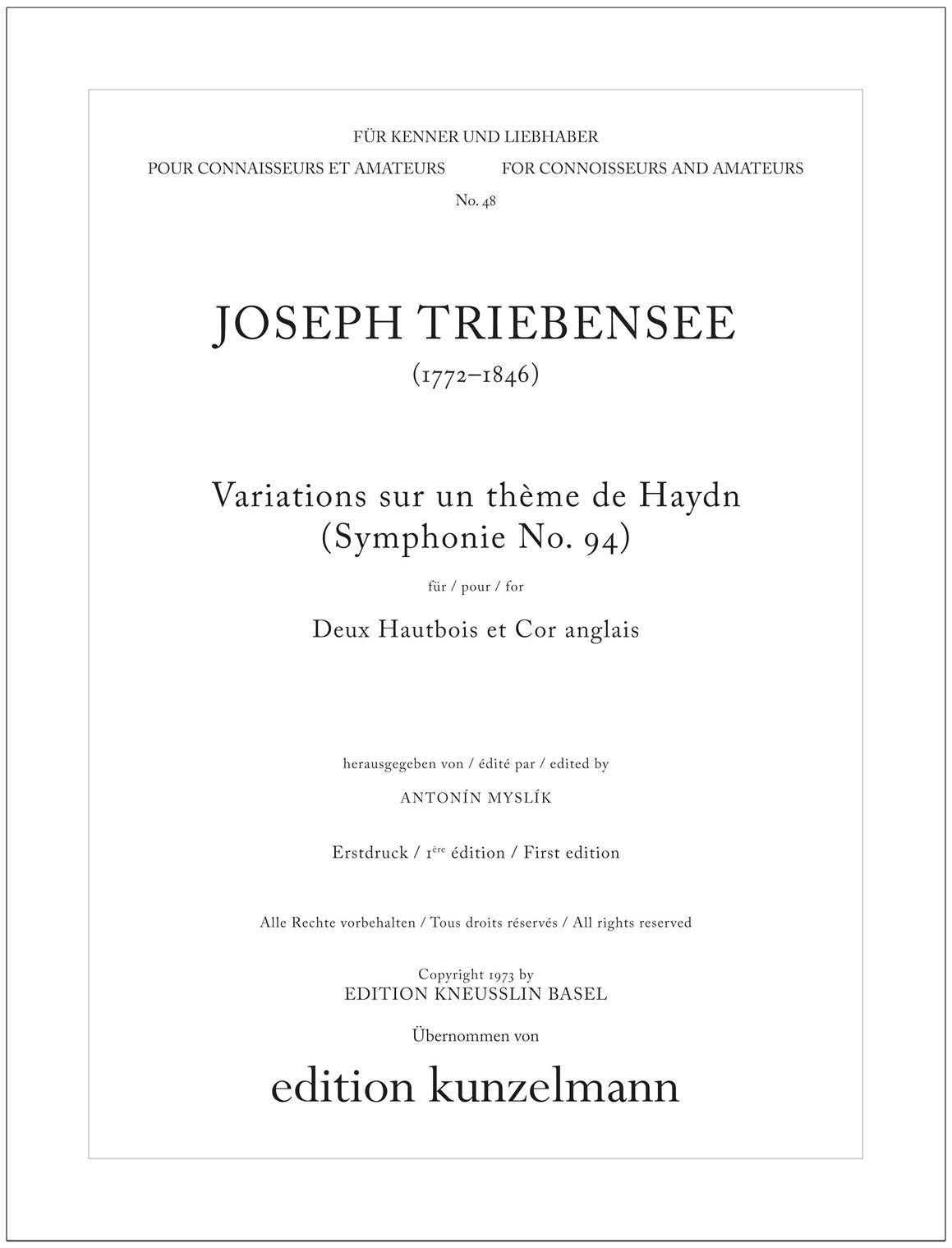 Triebensee: Variations on a Theme from Haydn's Symphony No. 94