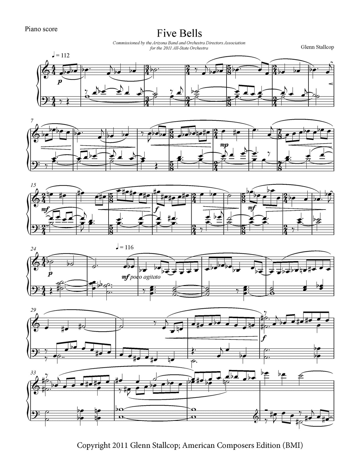 Stallcop: Five Bells (Version for Piano)