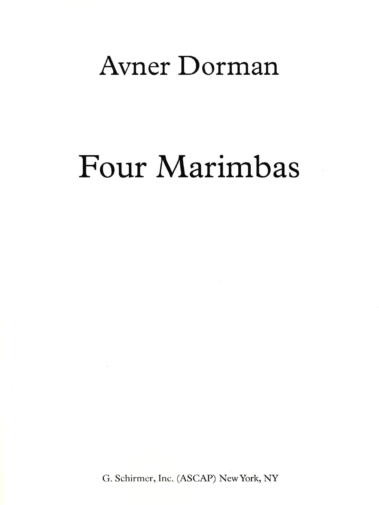Dorman: Four Marimbas