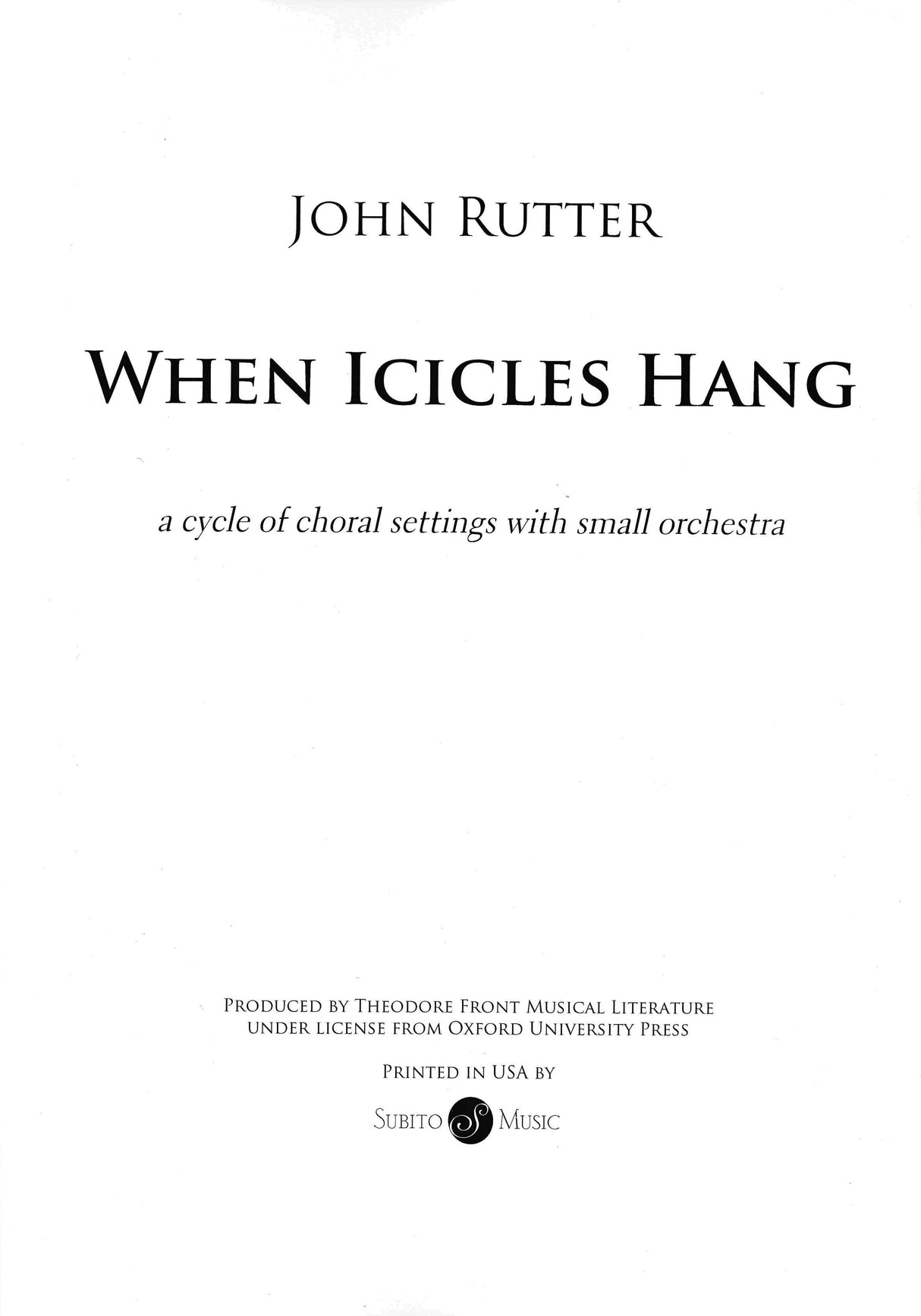 Rutter: When Icicles Hang