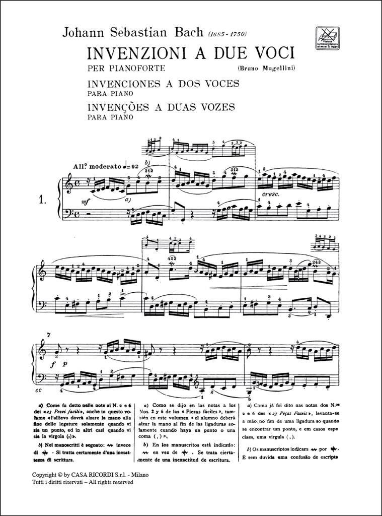 Bach: 15 Two-Part Inventions, BWV 772-786