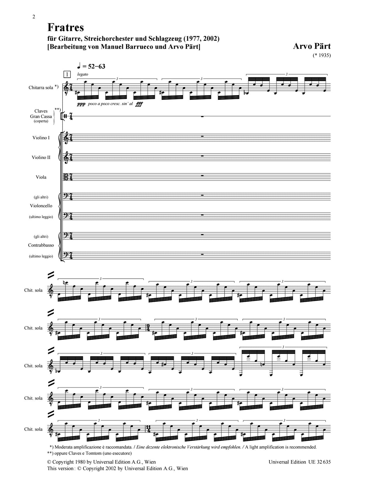 Pärt: Fratres (for guitar, string orchestra and percussion)