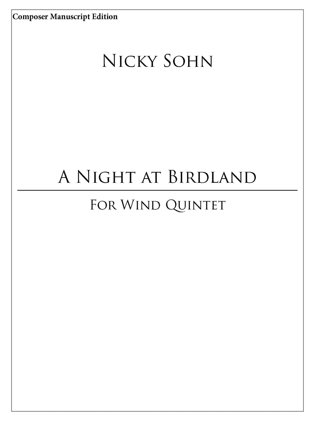 Sohn: A Night at Birdland
