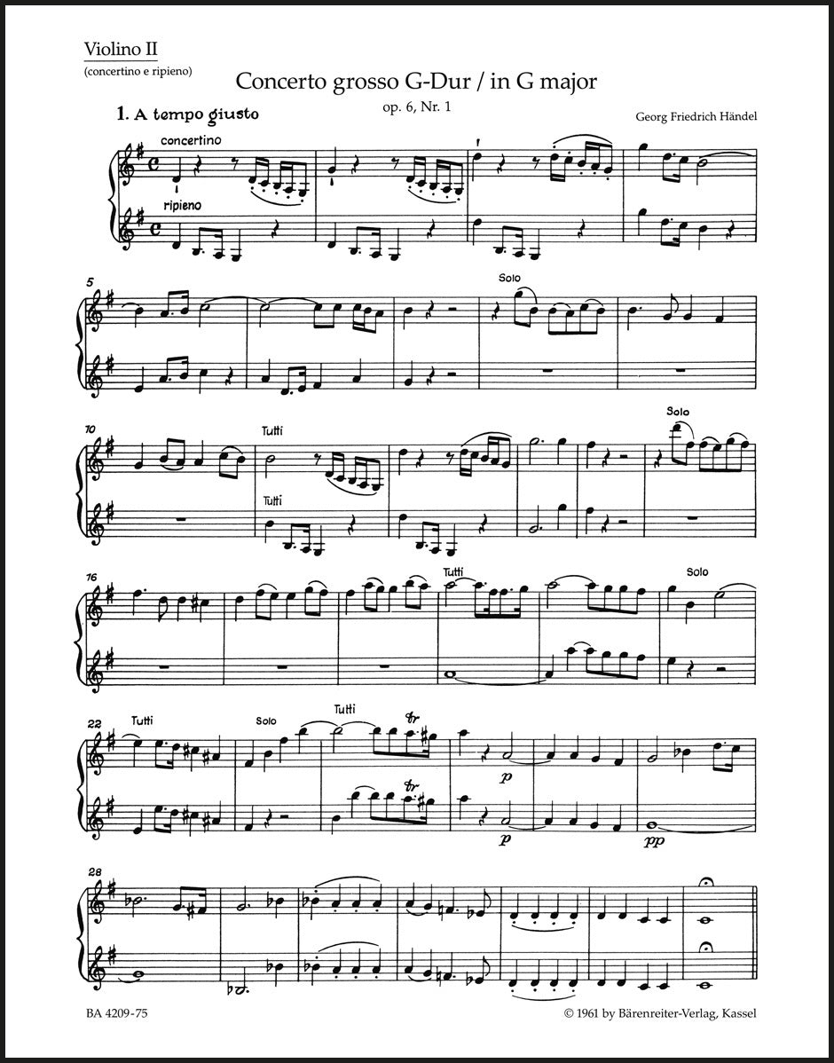 Handel: Concerto grosso in G Major, HWV 319, Op. 6, No. 1