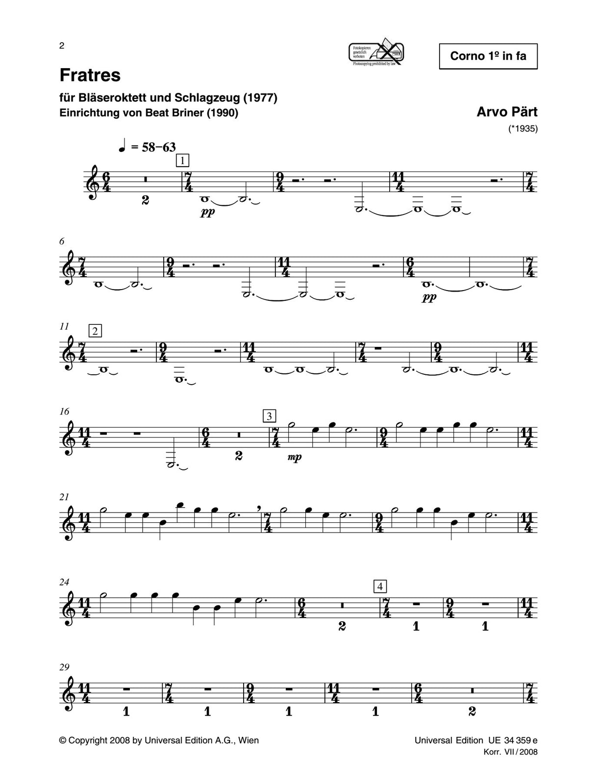 Pärt: Fratres (for wind octet and percussion)