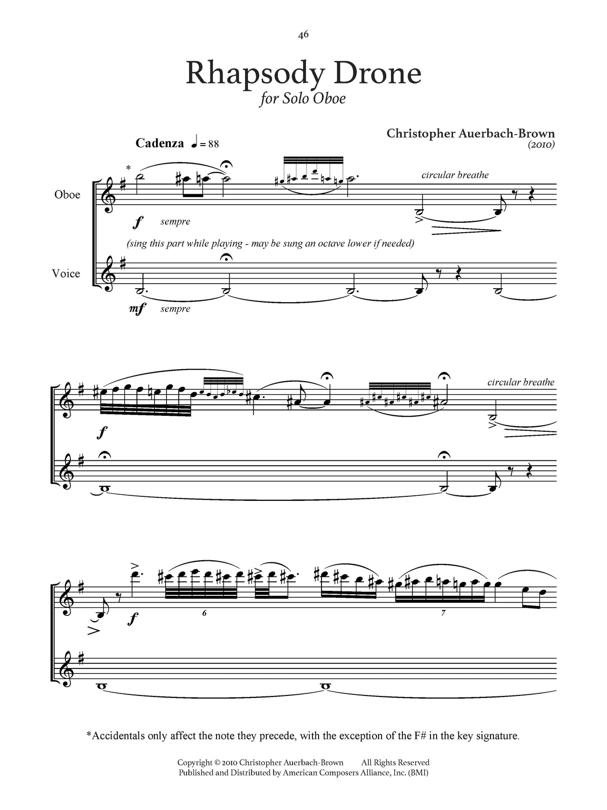 Oboe Works by American Composers