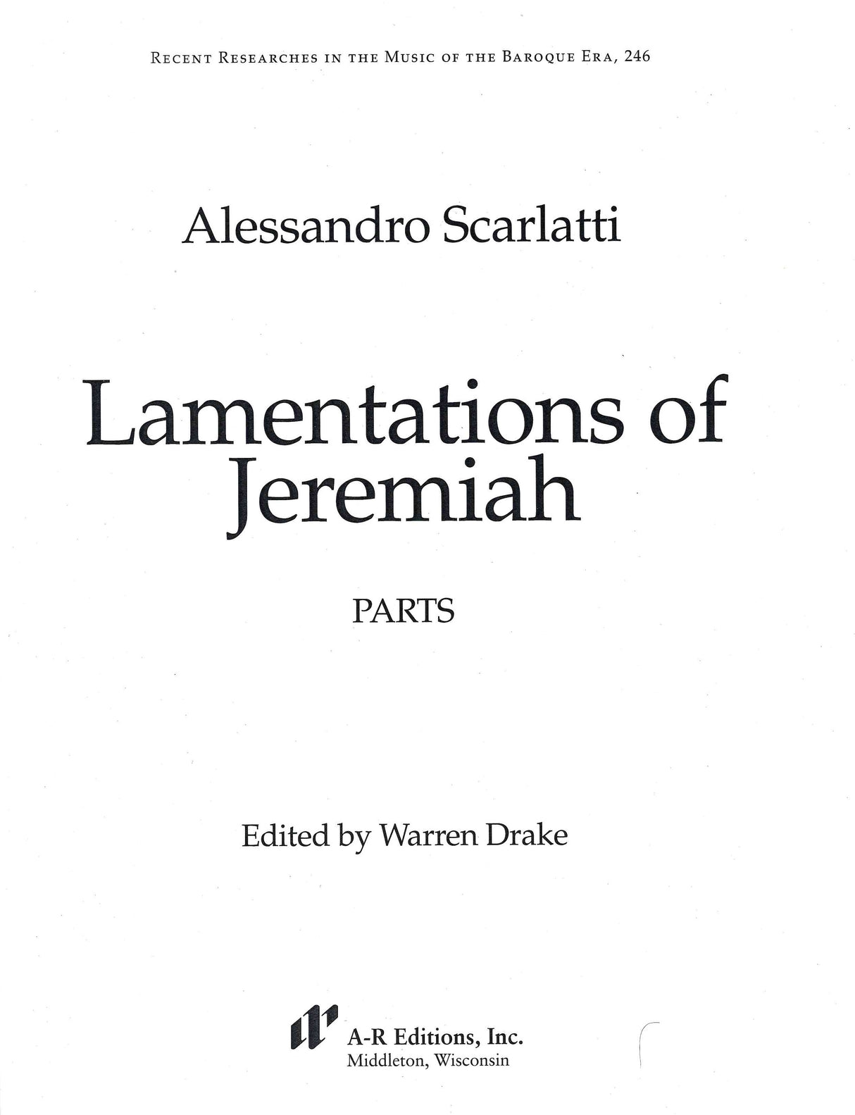 A. Scarlatti: Music for Lent & Holy Week - Volume 1