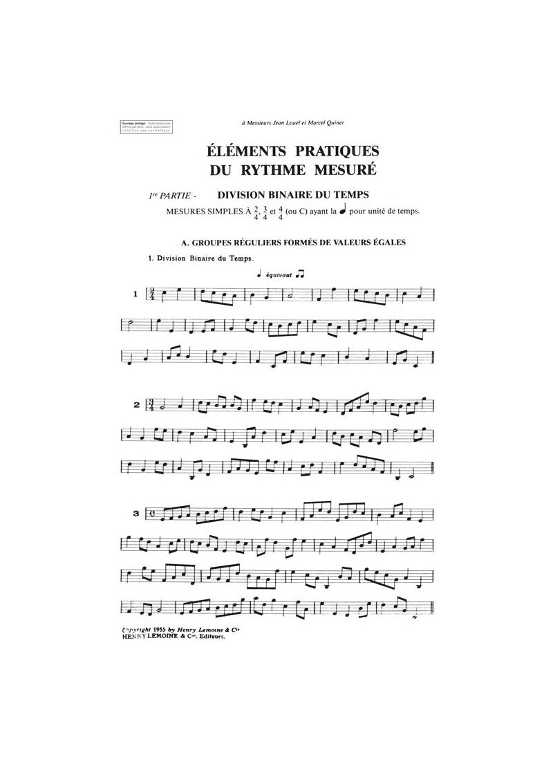 Fontaine: Eléments pratiques du rythme mesuré - Volume 1