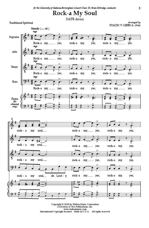 Rock-a My Soul (arr. SATB choir)