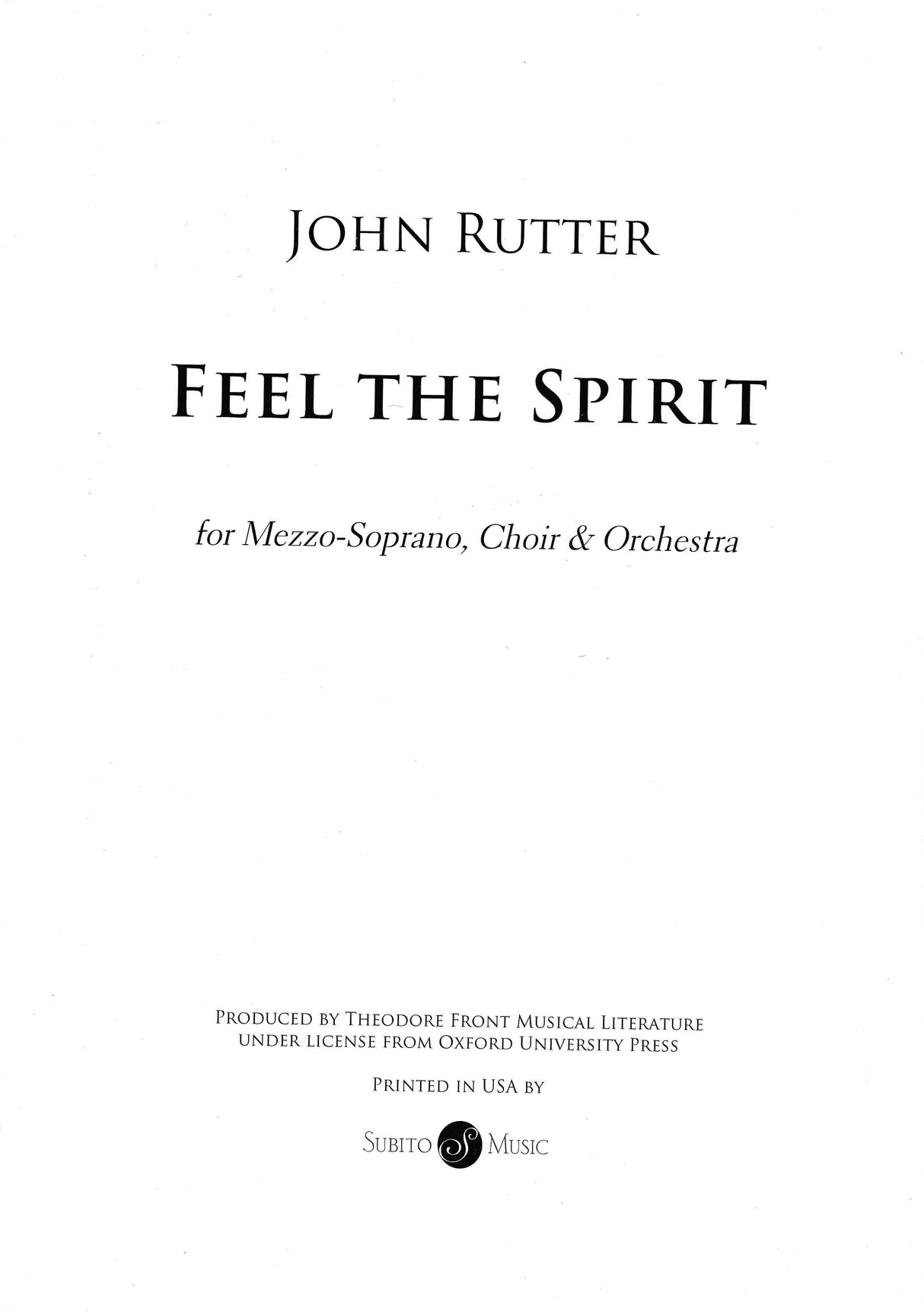 Rutter: Feel The Spirit - Version for Orchestra