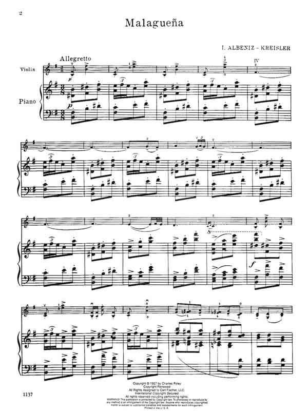 Albéniz: Malagueña, Op. 165, No. 3 (arr. for violin & piano)