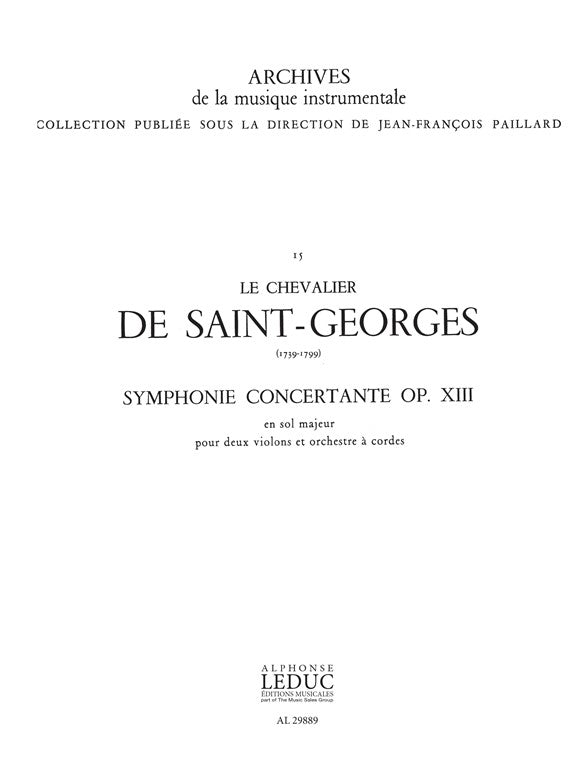 Saint-Georges: Symphony Concertante in G Major, Op. 13