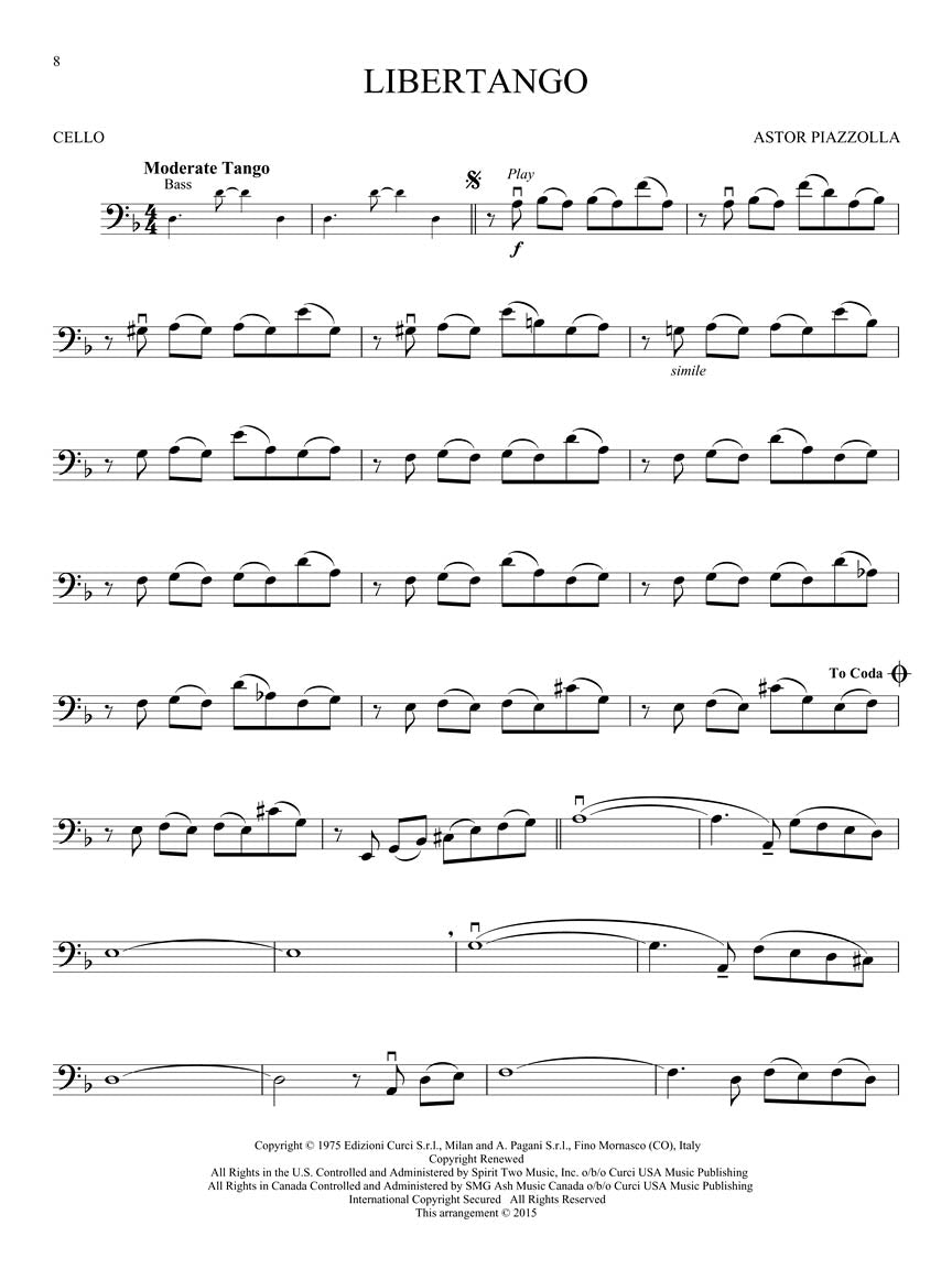 Piazzolla Tangos for Cello