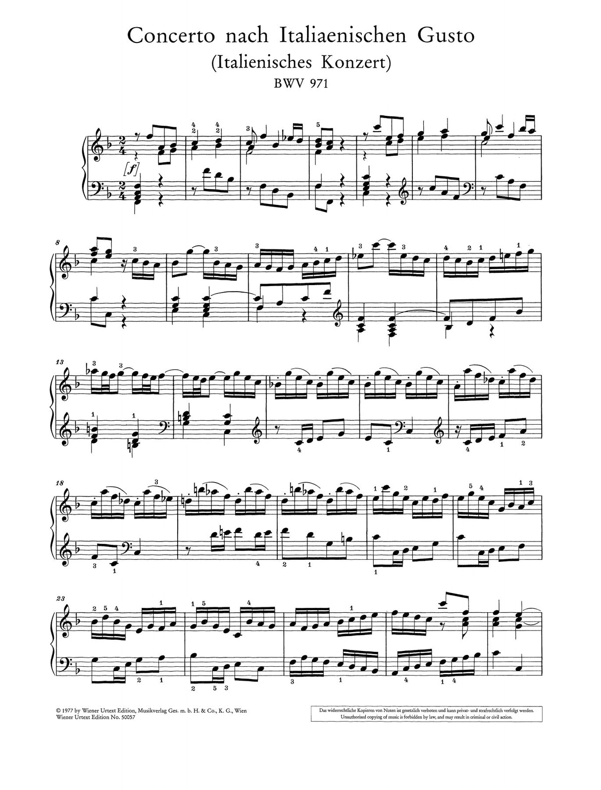 Bach: Italian Concerto, BWV 971