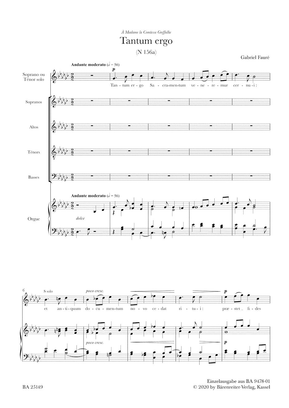 Fauré: Tantum ergo, N 156a