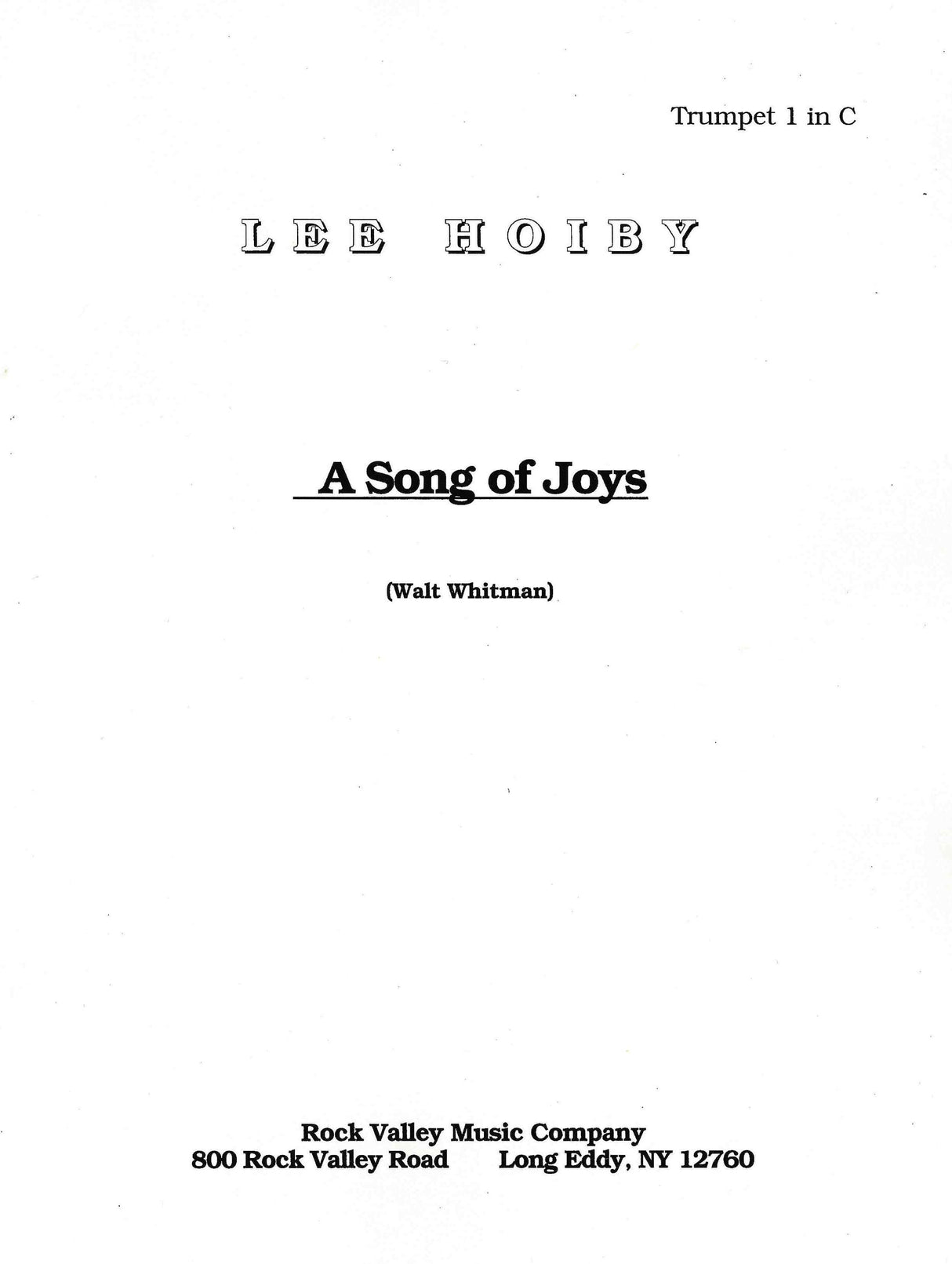 Hoiby: A Song of Joys (for SATB choir and chamber ensemble)