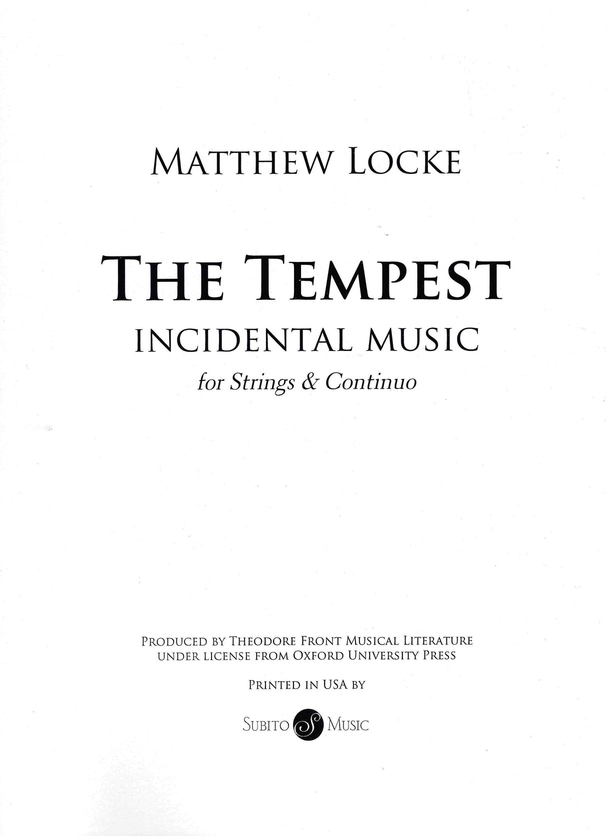 Locke: Incidental Music from 'The Tempest'