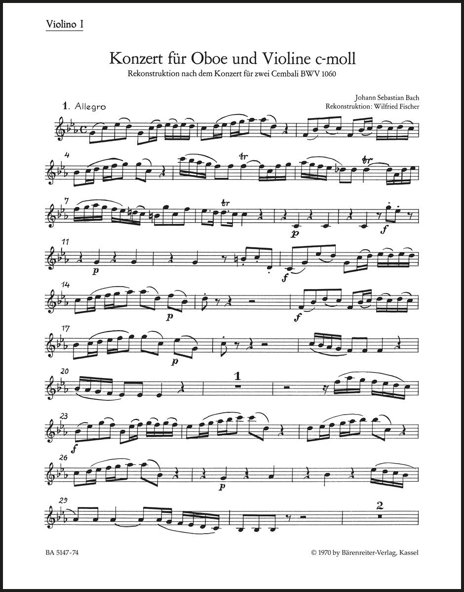 Bach: Concerto for Oboe, Violin, Strings and Basso continuo in C Minor