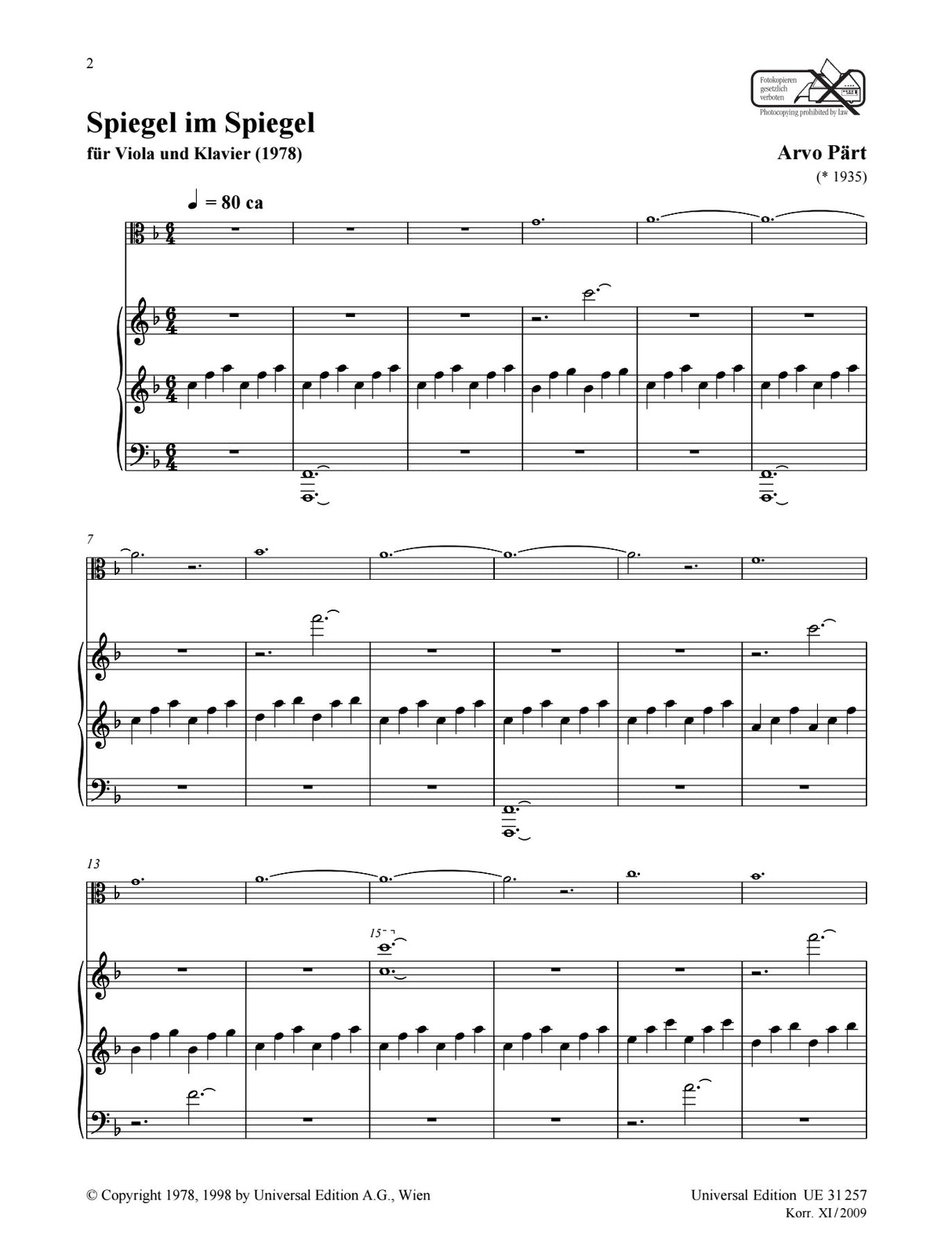 Pärt: Spiegel im Spiegel (for viola & piano)