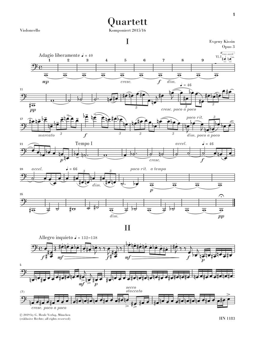 Kissin: String Quartet, Op. 3