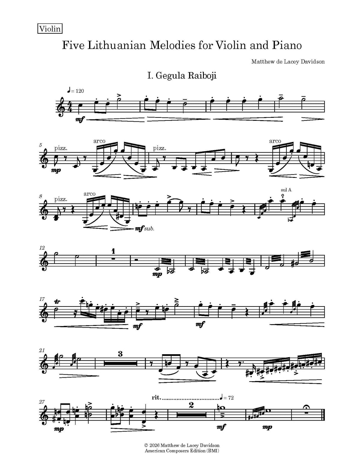Davidson: Five Lithuanian Melodies
