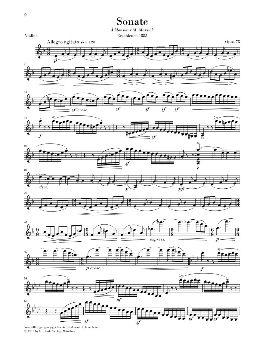 Saint-Saëns: Violin Sonata No. 1 in D Minor, Op. 75