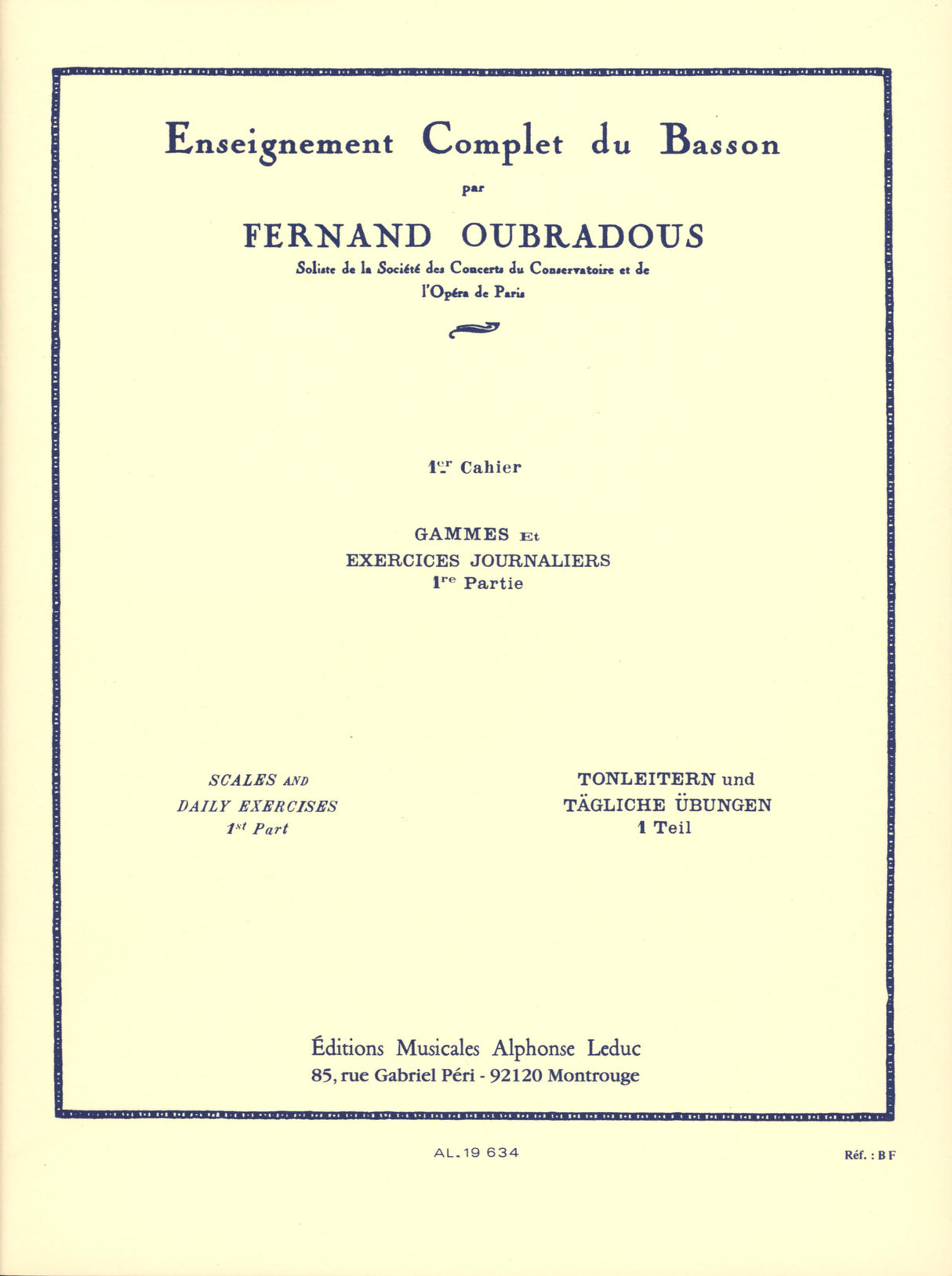 Oubradous: Complete Study of the Bassoon - Volume 1
