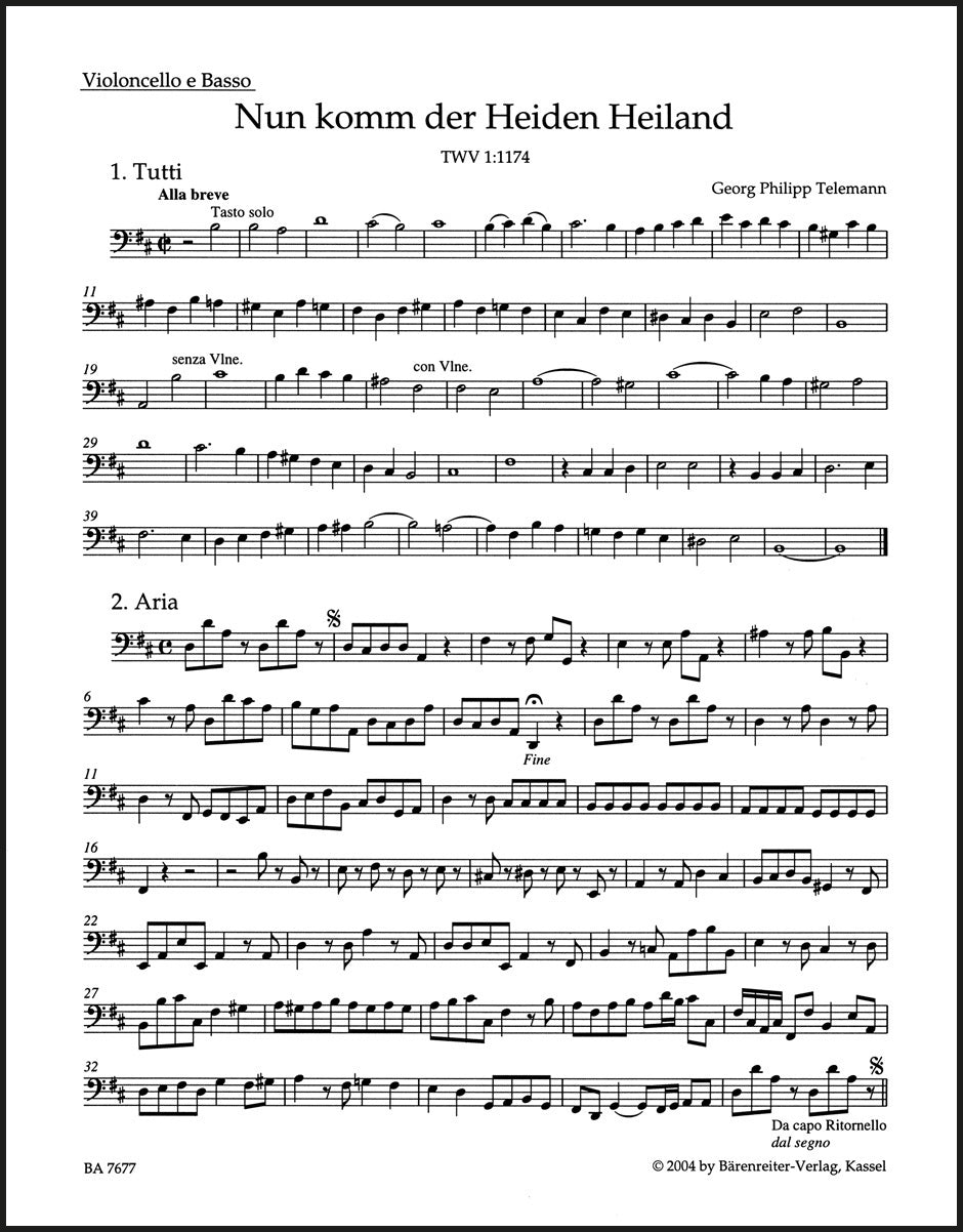 Telemann: Nun komm der Heiden Heiland, TWV 1:1174
