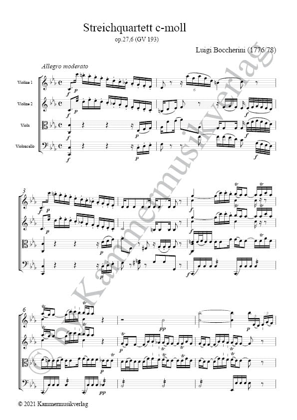 Boccherini: String Quartet in C Minor, G 193, Op. 24, No. 5