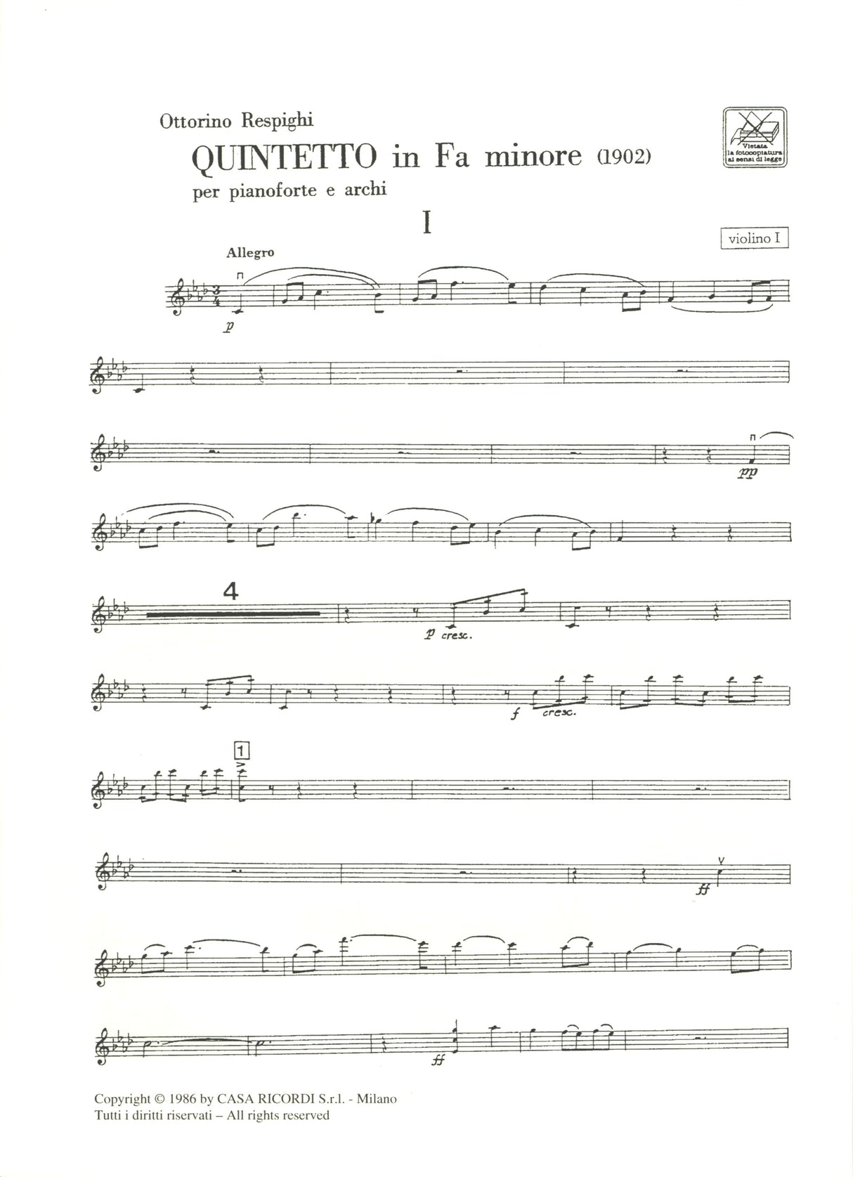 Respighi: Piano Quintet in F Minor