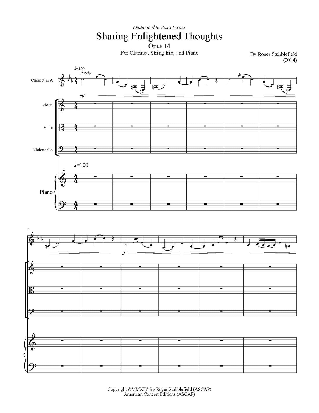 Stubblefield: Sharing Enlightened Thoughts, Op. 14