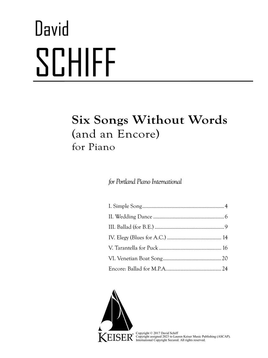 Schiff: 6 Songs Without Words (and an Encore)